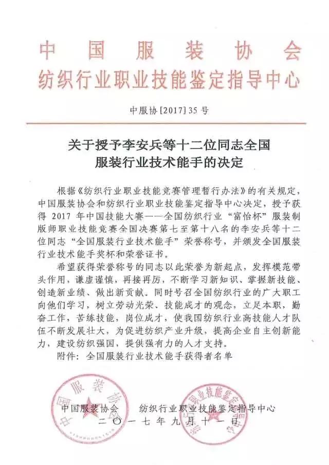 全国纺织行业“富怡杯”服装制版师职业技能竞赛获奖名单揭晓！